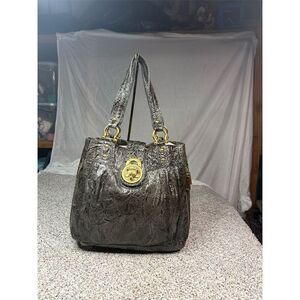 Steve Madden Women's Brown Snakeskin Lock Tote Bag Casual Spacious​​